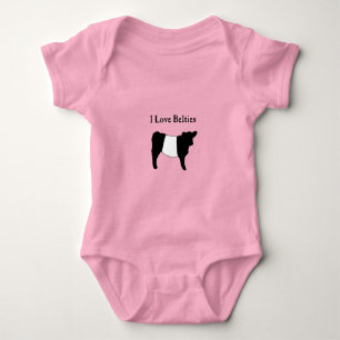 Body Para Bebê Eu Amo Belas - Vacas Galloway Negras Belgas