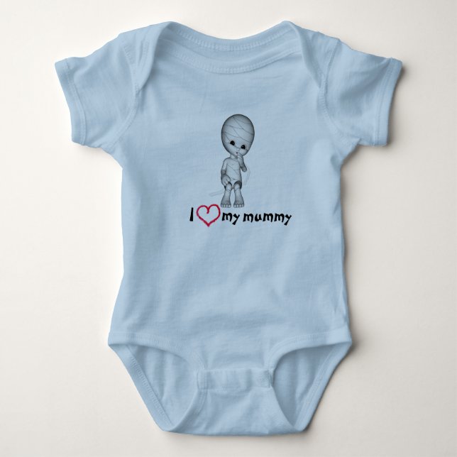 Body Para Bebê "Eu amo Bodysuit infantil azul bonito da minha (Frente)