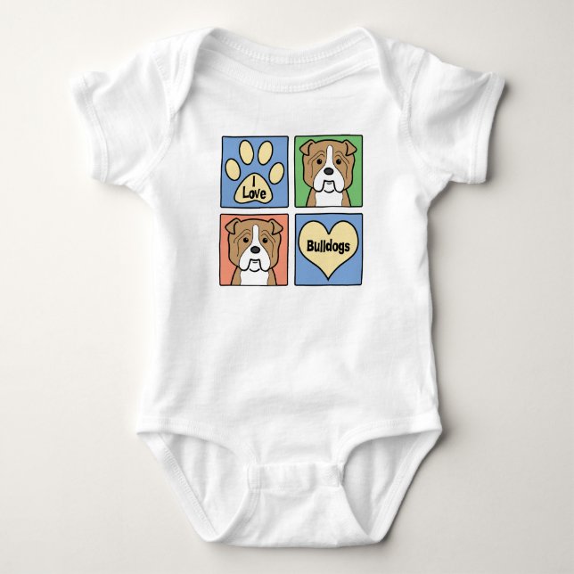 Body Para Bebê Eu amo buldogues (Frente)