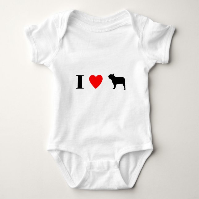 Body Para Bebê Eu amo buldogues franceses (Frente)