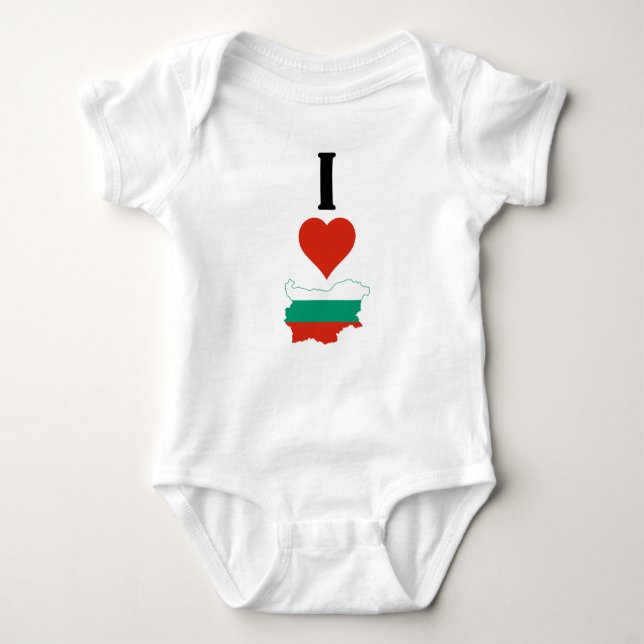 Body Para Bebê Eu Amo Bulgária Vertical I Heart Country Flag Map (Frente)