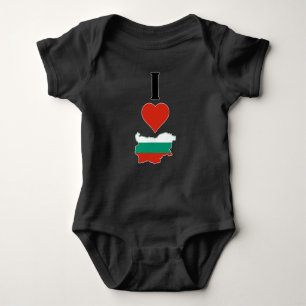Body Para Bebê Eu Amo Bulgária Vertical I Heart Country Flag Map