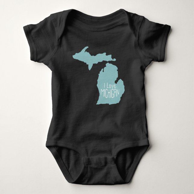 Body Para Bebê Eu amo Cinzas Azuis de Michigan (Frente)