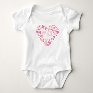 Body Para Bebê Eu amo corações da Mia em rosa