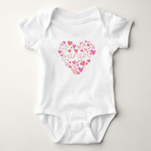 Body Para Bebê Eu amo corações da Sarah em rosa