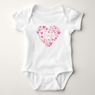 Body Para Bebê Eu amo corações de hera em rosa