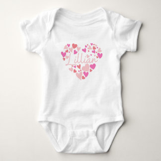 Body Para Bebê Eu amo corações Lillian em rosa