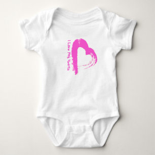 Body Para Bebê Eu Amo Corações Rosas Body de Bebê com Coração Ros