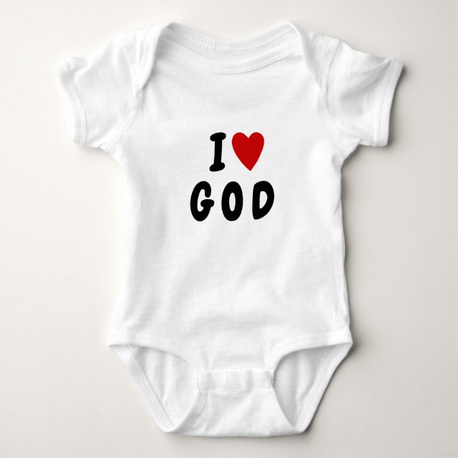 Body Para Bebê Eu amo DEUS | Texto personalizado no coração DEUS (Frente)