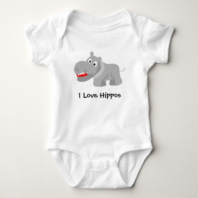 Body Para Bebê Eu Amo Hipopótamos (Frente)