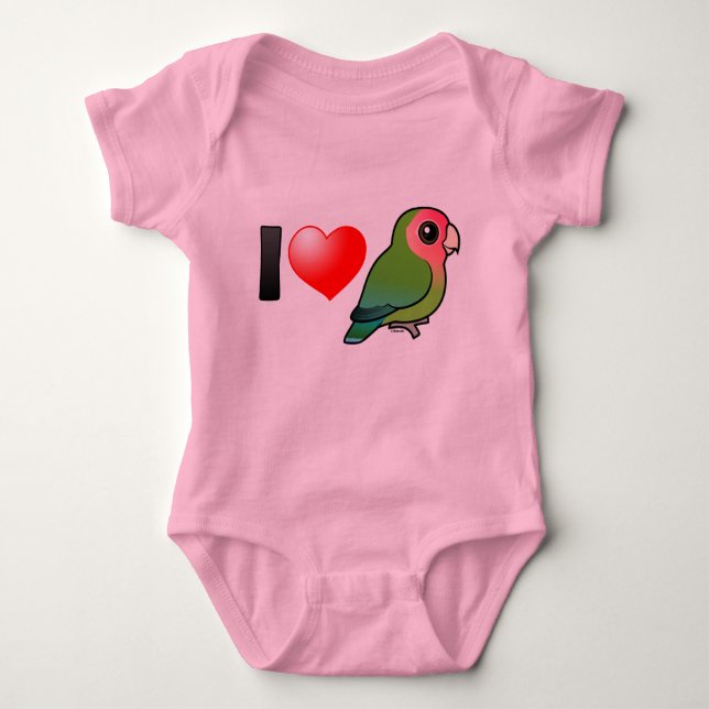 Body Para Bebê Eu amo Lovebirds Pêssego-enfrentados (Frente)