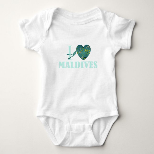 Body Para Bebê Eu amo Maldivas (Frente)