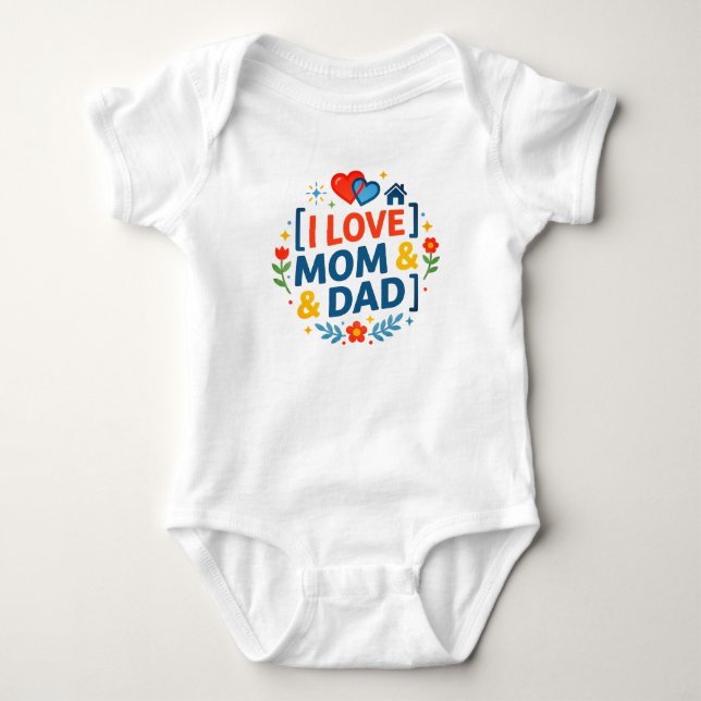 Body Para Bebê Eu Amo Mamãe & Papai (Presente de Gravidez para Re (Frente)