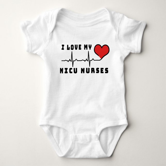 Body Para Bebê Eu amo meu batimento cardíaco das enfermeiras de (Frente)