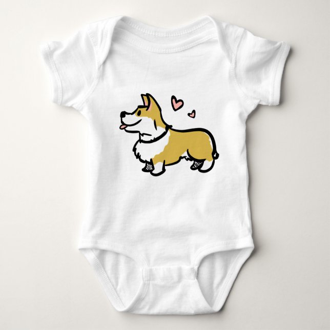 Body Para Bebê Eu amo meu bebê do corgi (Frente)