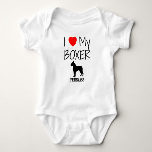 Body Para Bebê Eu Amo Meu Cachorro-Boxer