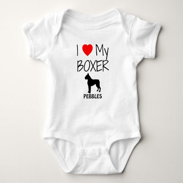 Body Para Bebê Eu Amo Meu Cachorro-Boxer (Frente)