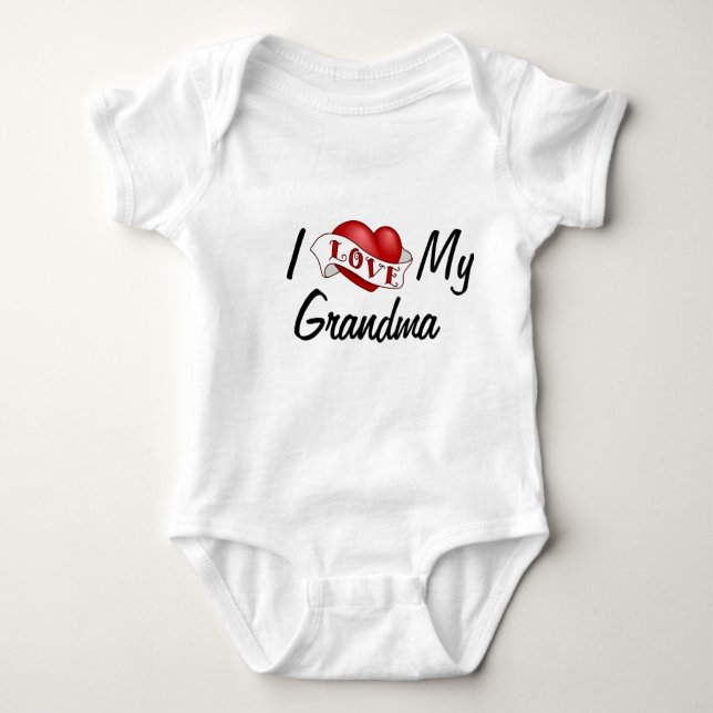 Body Para Bebê Eu amo meu Creeper da criança da avó (Frente)