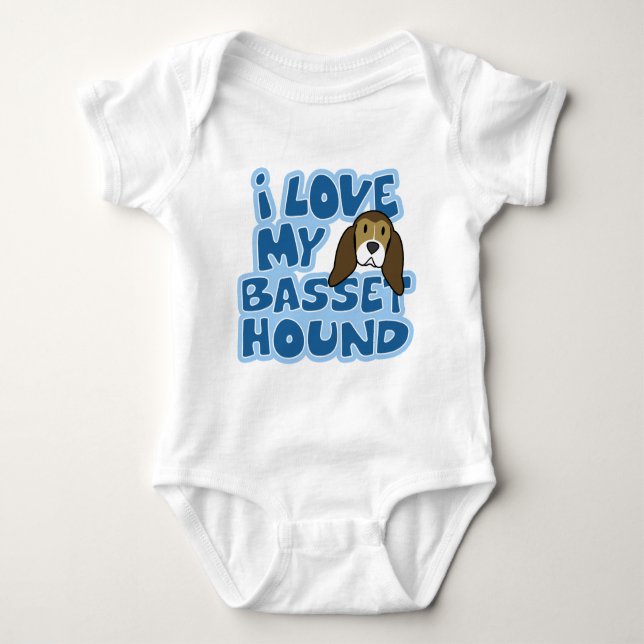 Body Para Bebê Eu amo meu Creeper do bebê de Basset Hound (Frente)