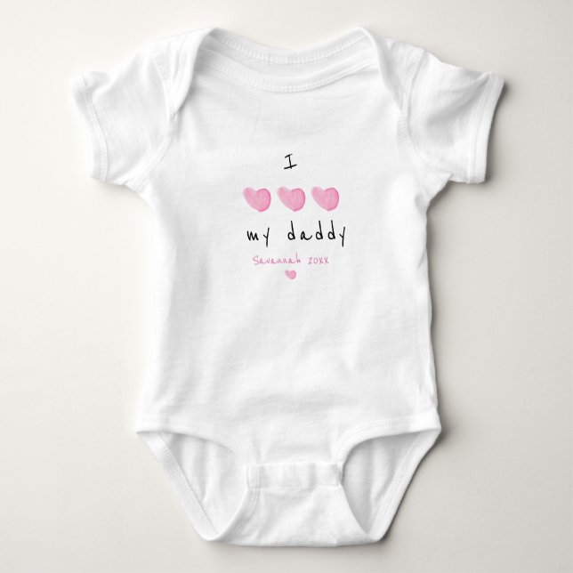 Body Para Bebê Eu Amo Meu Pai De Coração Rosa Personalizado (Frente)