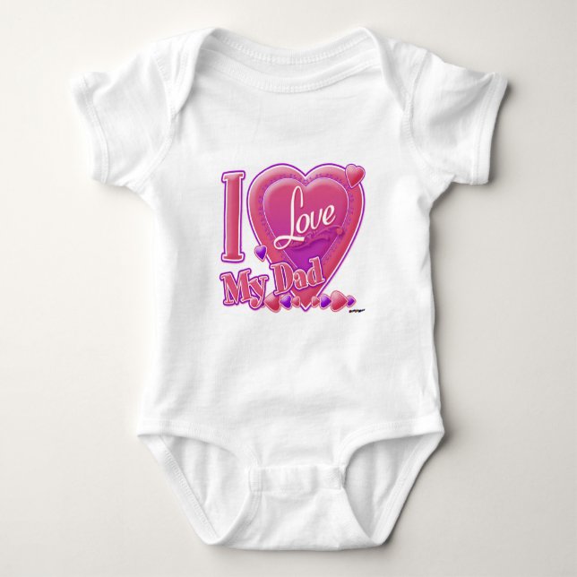 Body Para Bebê Eu amo meu Pai rosa/roxo - coração (Frente)