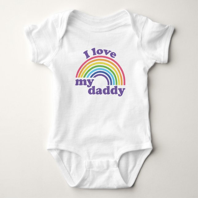 Body Para Bebê Eu Amo Meu Papai - Cute Arco-Íris (Frente)
