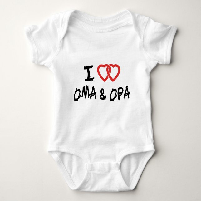 Body Para Bebê Eu amo meu t-shirt de Oma & de Opa (Frente)