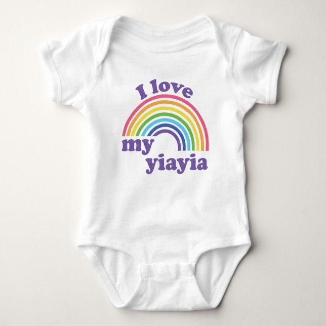 Body Para Bebê Eu Amo Meu Yiayia - Cute Rainbow (Frente)