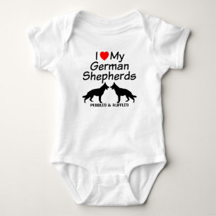 Body Para Bebê Eu Amo Meus Dois Cachorros German shepherd