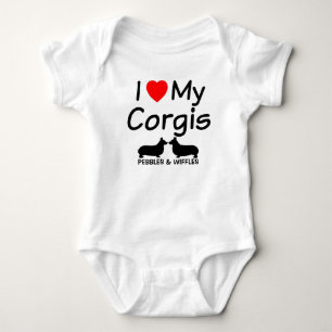 Body Para Bebê Eu Amo Meus Dois Corgis