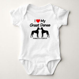 Body Para Bebê Eu Amo Meus Dois Grandes Cachorros De Dane