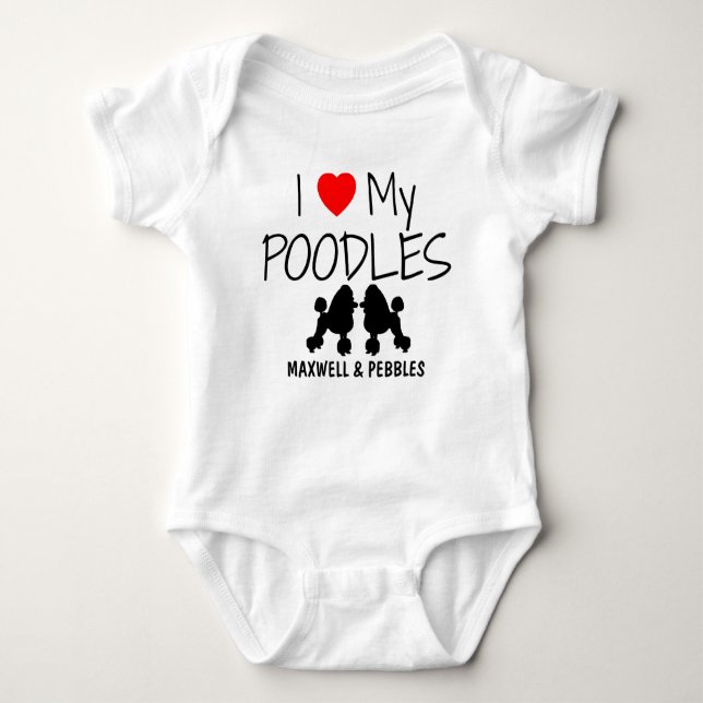 Body Para Bebê Eu Amo Meus Dois Poodles (Frente)
