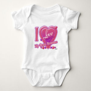 Body Para Bebê Eu amo meus grandes rosa da avó/roxo - coração