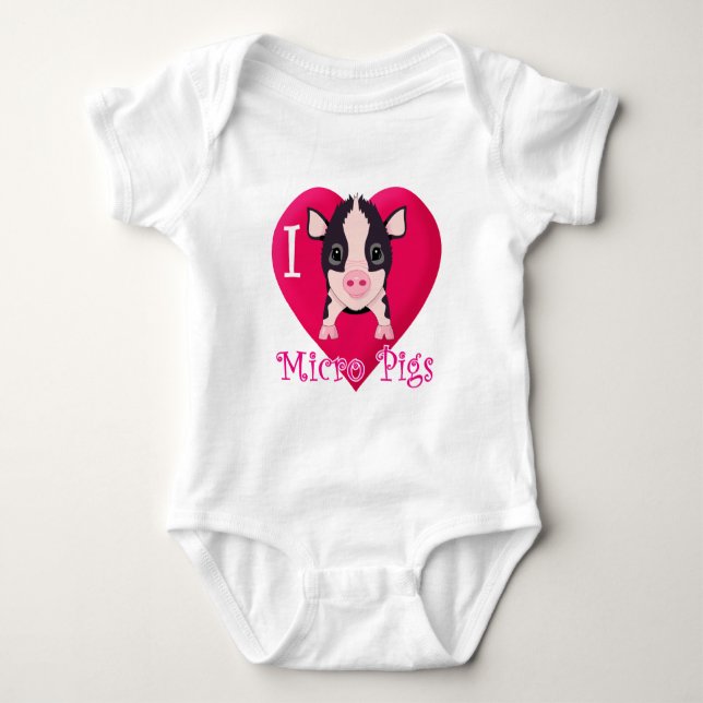Body Para Bebê Eu amo micro porcos (Frente)