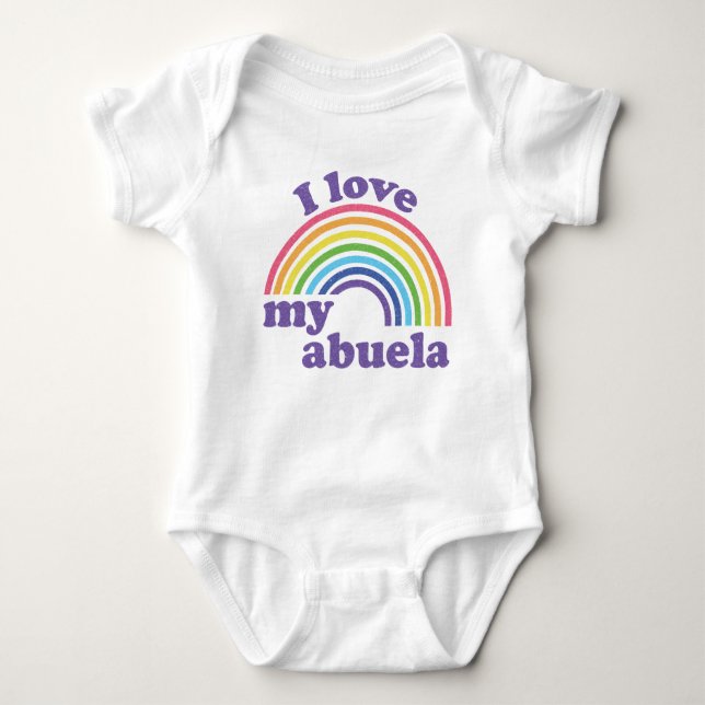 Body Para Bebê Eu Amo Minha Abuela - Cute Rainbow (Frente)