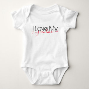 Body Para Bebê Eu Amo Minha Avó Script Vermelho Personalizável