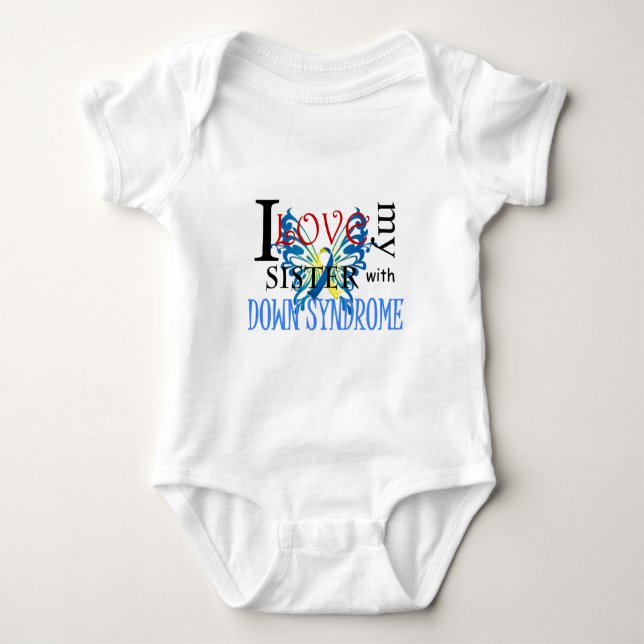 Body Para Bebê Eu amo minha irmã com síndrome de Down (Frente)
