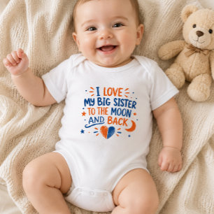 Body Para Bebê Eu Amo Minha Irmã Mais Velha Até a Lua e de Volta