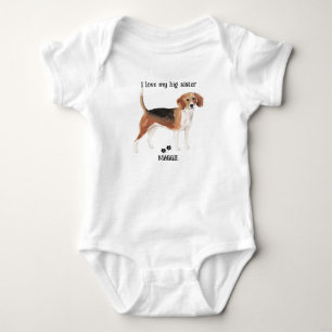 Body Para Bebê Eu Amo Minha Irmã Mais Velha Beagle para Bebê