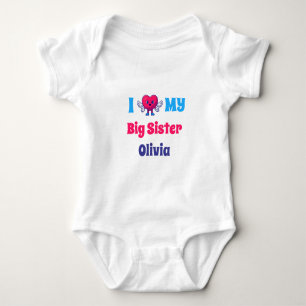 Body Para Bebê Eu Amo Minha Irmã Mais Velha Nome da Irmã Personal