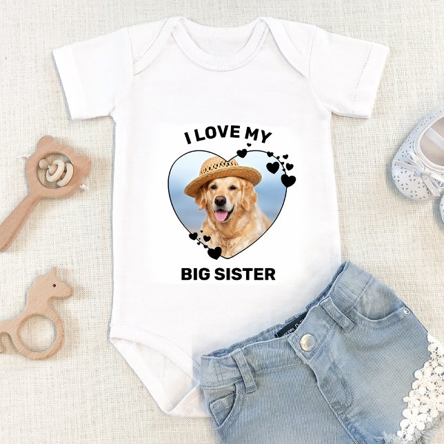 Body Para Bebê Eu Amo Minha Irmã Personalizada Foto De Cachorro D (Criador carregado)
