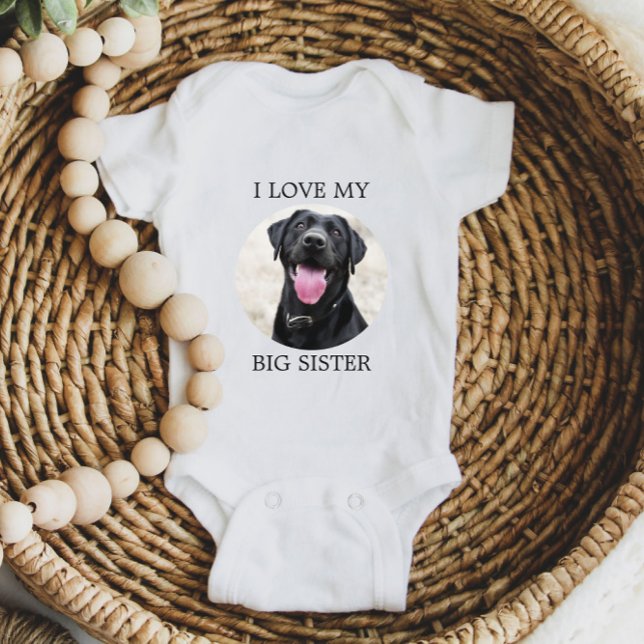 Body Para Bebê Eu Amo Minha Irmã Personalizada Foto De Cachorro D (Criador carregado)