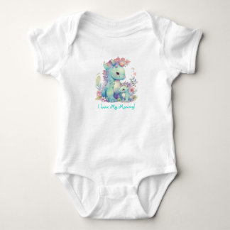 Body Para Bebê Eu Amo Minha Mamãe! Dinossauros com Flores