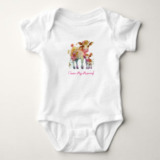 Body Para Bebê Eu Amo Minha Mamãe! Vacas Cobertas por Flor