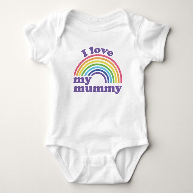 Body Para Bebê Eu Amo Minha Mamma - Lindo Arco-Íris (Frente)