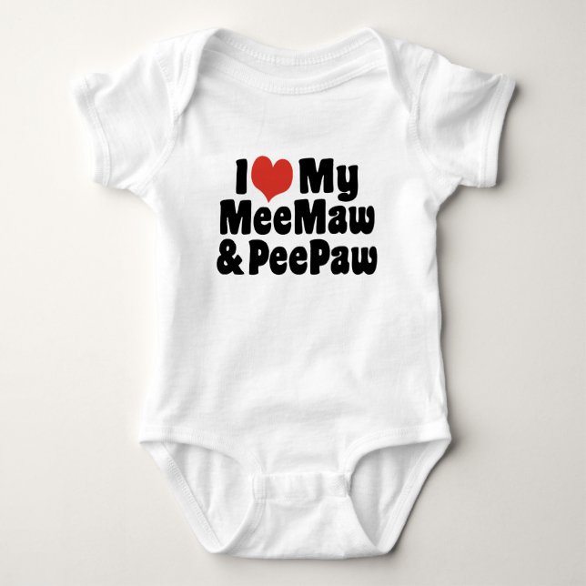 Body Para Bebê Eu Amo Minha MeeMaw E PeePaw (Frente)