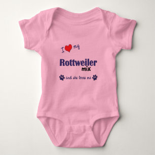 Body Para Bebê Eu amo minha mistura de Rottweiler (o cão fêmea)