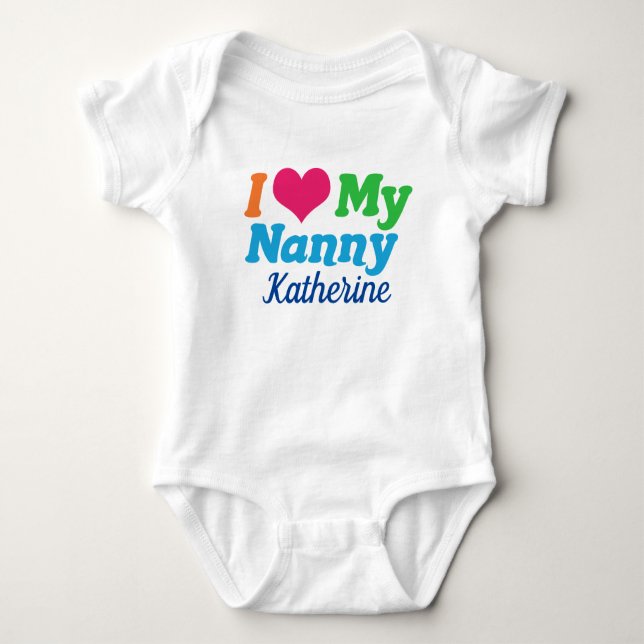 Body Para Bebê Eu Amo Minha Nanny Cute Personalizada (Frente)
