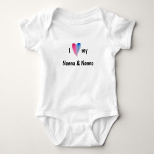 Body Para Bebê Eu amo minha Nonna e Nonno Baby Bodycase