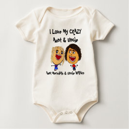 Body Para Bebê Eu amo minha tia louca e o tio Cartoon